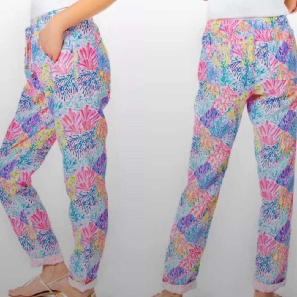 Lilly Pulitzer Mid Rise Taron Mid Rise Line Pants Size Medium